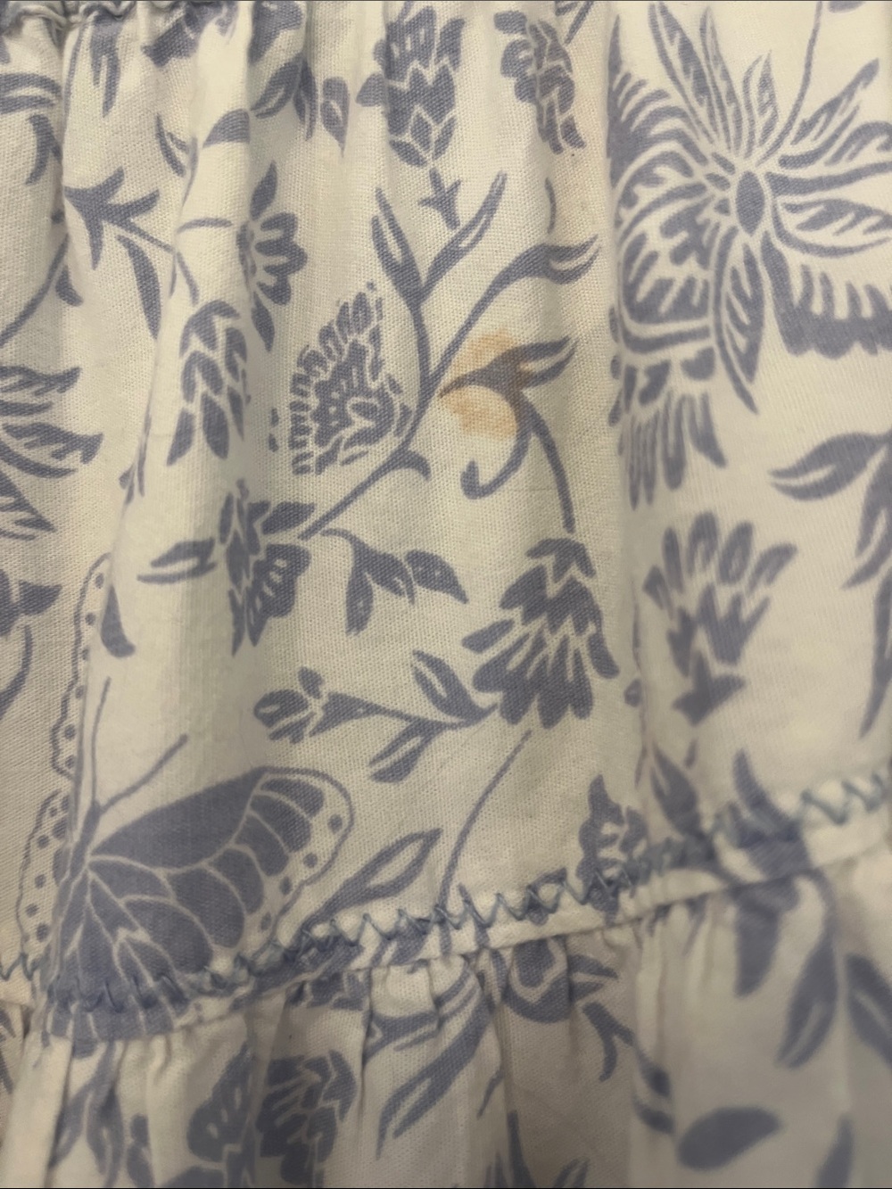 Free People White Maxi Skirt with Blue Floral Border - Picture 3 of 6